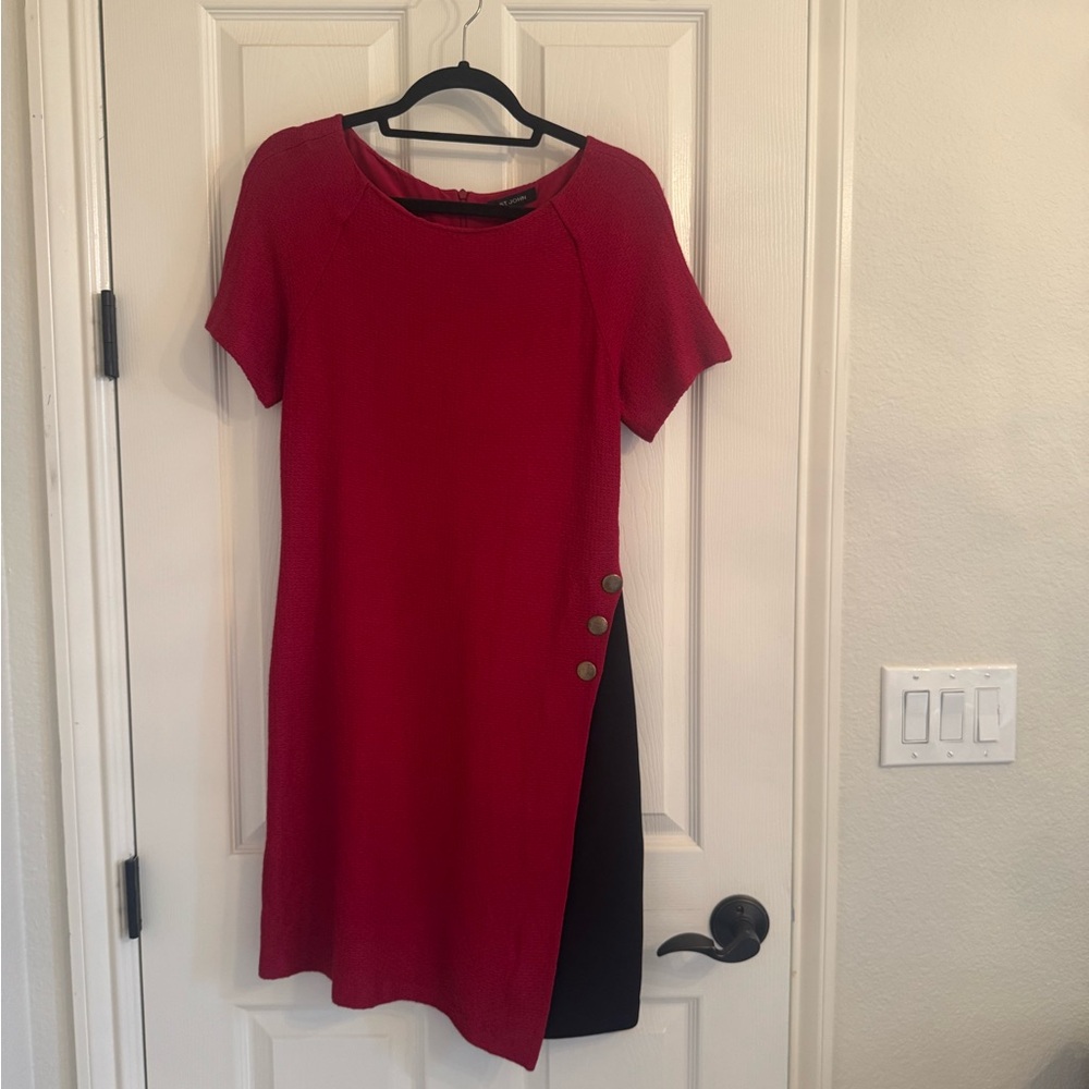 St. John Red Asymmetrical Sheath Dress